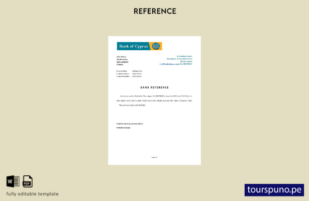 listo para imprimir Plantilla de referencia de cierre del Banco de Chipre